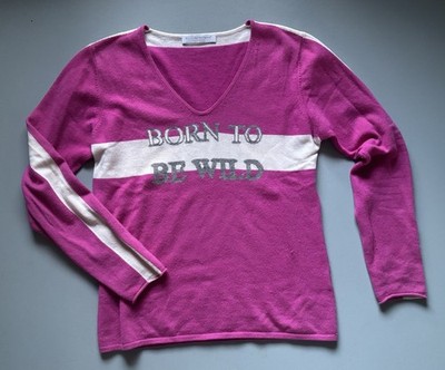 FTC Cashmere Kaschmir Pullover Pink mit Aufschrift M Maße beachten!!