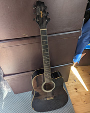 Stagg Black Cutaway Electro Acoustic Guitar Built In Tuner Preamp Used