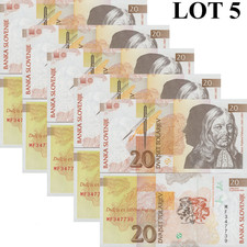 Slovenia 20 Tolarjev 1992 P 12 UNC 1/20 Bundle LOT 5 pcs