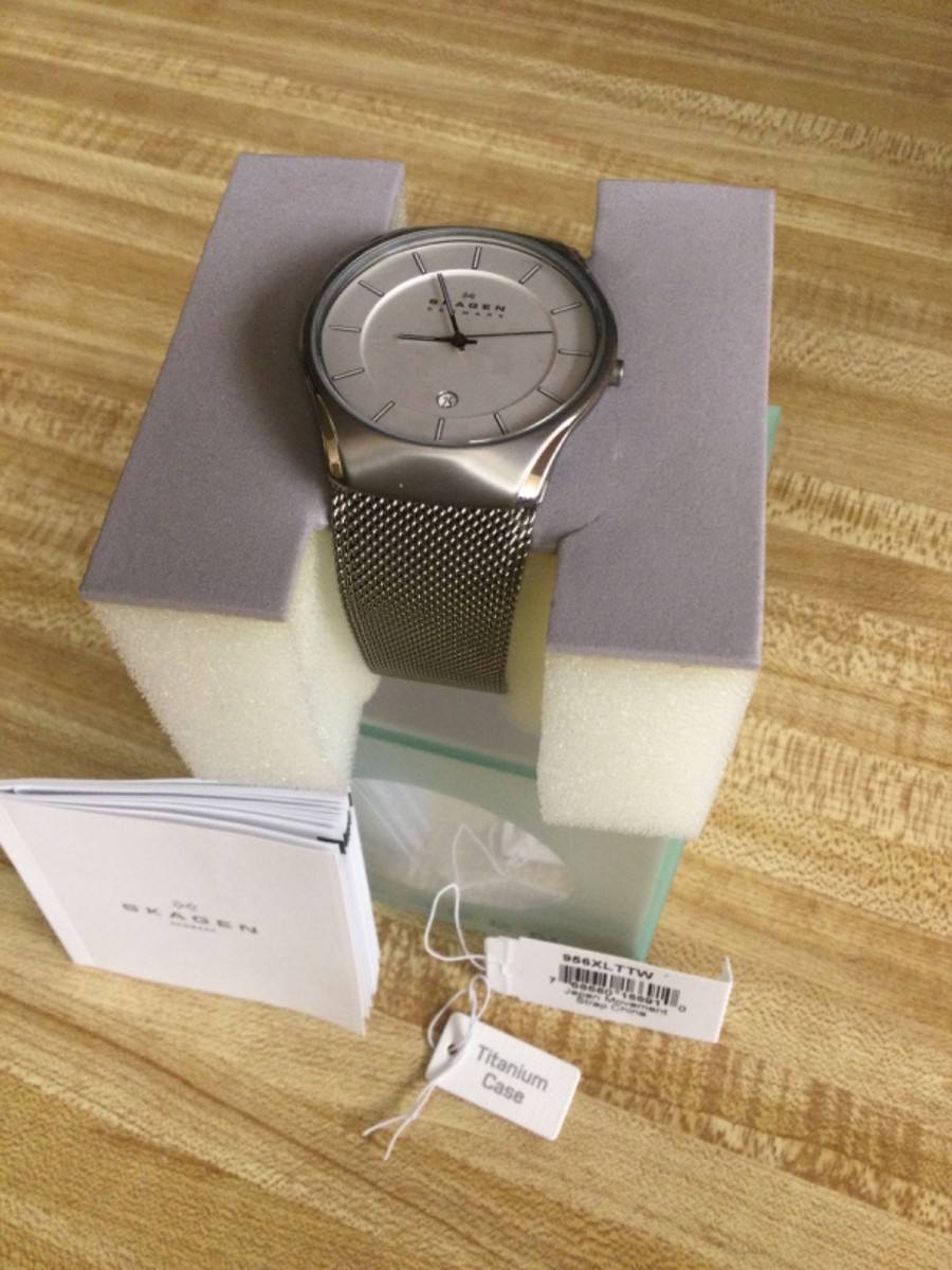 Men's Skagen Denmark Mesh Titanium Classic 39mm Slim Silver Watch