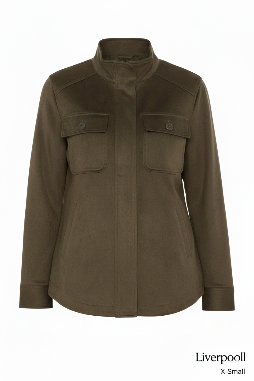 Liverpool Los Angeles Women XS Olive Utility Jacket Zip Front