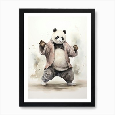Panda Kunst üben Tai Chi Wasser gerahmtes Wandbild Poster Leinwanddruck Bild