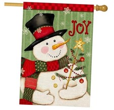Winter Snowman Garden Flag Christmas Joy Decorative Double Sided 28 x 40 Inch