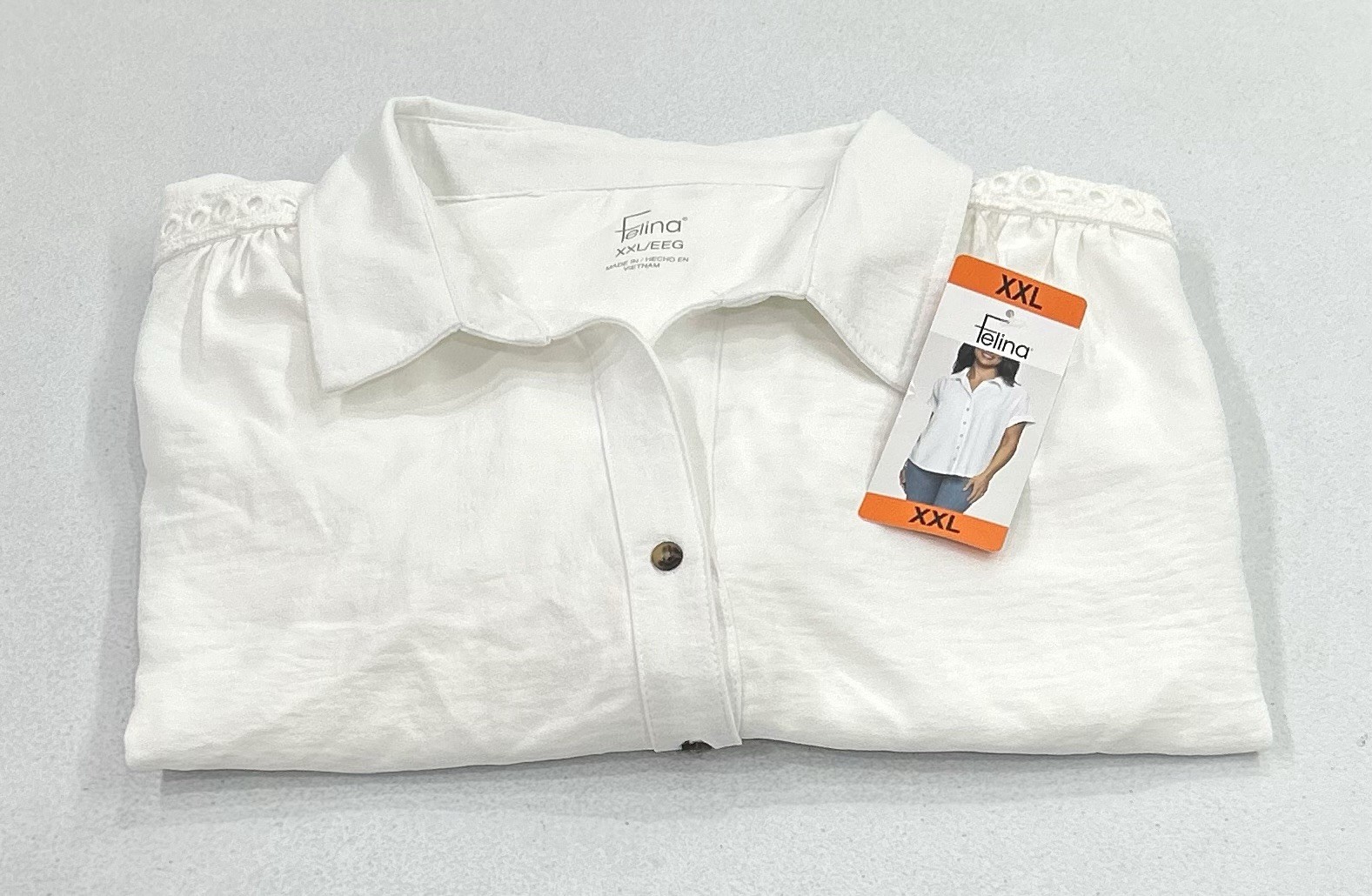 Felina Women's Everyday Trendy Front Button Shirt, White, Size XXL