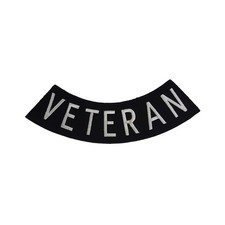VETERAN Rocker Patch - 10" x 2.625" Large Black & Silver Biker Vest Jacket DIY