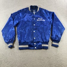 vtg champion satin jacket mens small blue made in USA varsity