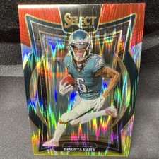 DeVonta Smith 2024 Panini Select Prizm Concourse Red and Yellow Shock  #51
