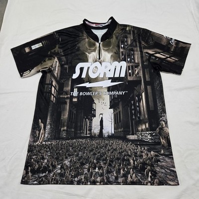 EUC Men's XL Storm Grim Reaper Fast Track CoolWick Bowling Jersey AOP 2 Sided