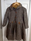 VTG 1980s Women’s Sz Sm Heavy Pleated Wool Blend Tweed A Line Coat Button Up