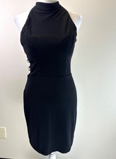 Sleeveless Black Dress Rhinestone Side Details High Neck Bodycon Junior 5