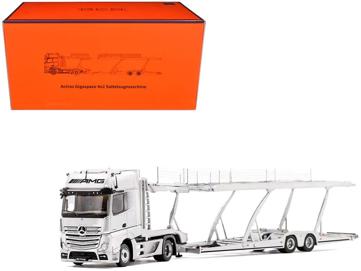 Mercedes-Benz Actros AMG Auto Transporter Silver Metallic 1/64