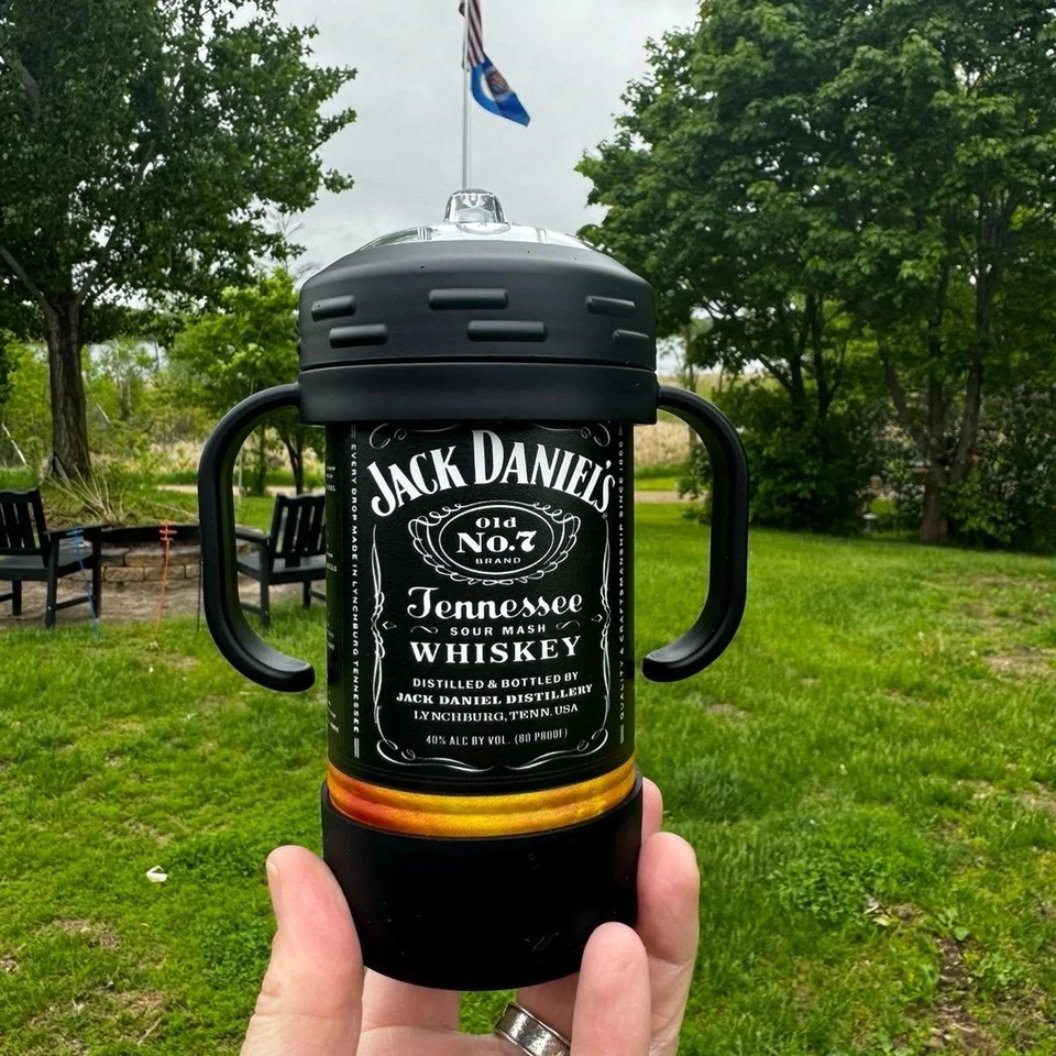 Adult Themed UV Printed 10oz Insulated Sippy Cup Jack Daniels Handles funny gift - Image 2 of 4