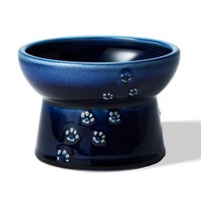 Necoichi Cat Porcelain Raised Food Bowl Water Bowl Blue Handmade MADE IN JAPAN