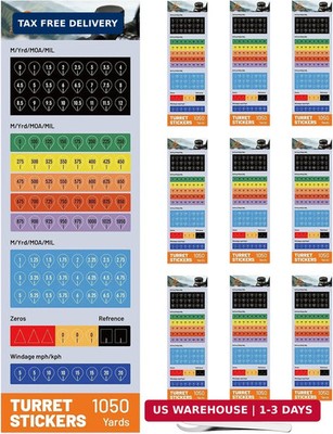 20PCS 4-Scale Rifle Scope Turret and DOPE Stickers Kit | Includes Dope/Writable