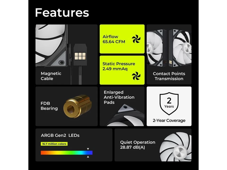 TRYX ROTA SL ARGB 120mm Case Fan 3in1 Contact Connection with Magnetic Cable - Image 2 of 4