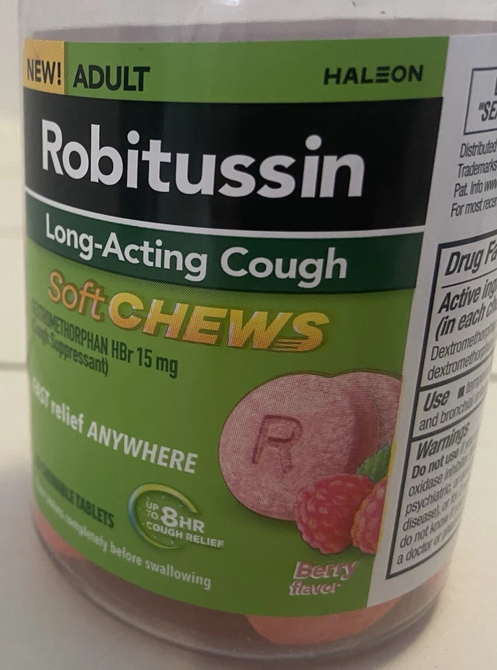 Robitussin longa ação alívio da tosse sabor baga fria 20 mastigações macias - Imagem 4 de 4