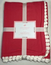 Storehouse TABLECLOTH 60 X 120 PINK WITH WHITE TRIM ON EDGE 100% COTTON NIP