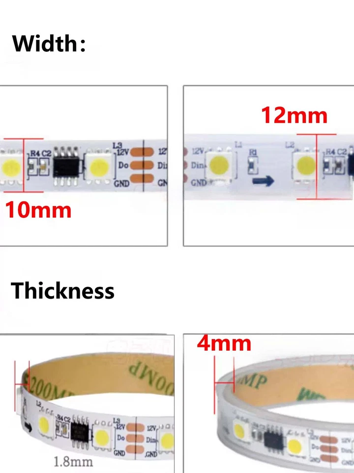 White/Warm Led Strip DC12V WS2811 L:5M W:10/12mm Outdoor Christmas Festival - Image 3 of 4