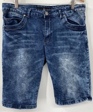 Rocawear Shorts Mens 36 Embroidered Acid Wash Blue Denim Jeans Logo Baggy Y2K
