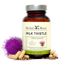 Herbal Roots Milk Thistle Capsules Extra Strength 80 Silymarin Herbal Supp...
