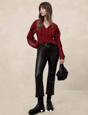 Banana Republic Chiffon Draped Sleeve Red Top Size 2 NWT RT$75
