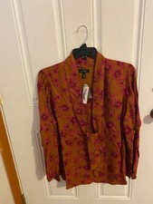 BRAND NEW WOMEN'S SIZE 3X JESSICA SIMPSON PRINTED LONG SLEEVE TIE NECK TOP