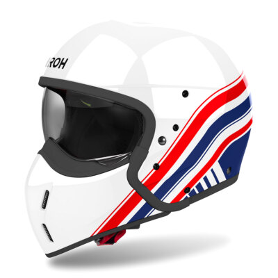 Jet Helmet AIROH J 110 Eon White Blue Glossy Red