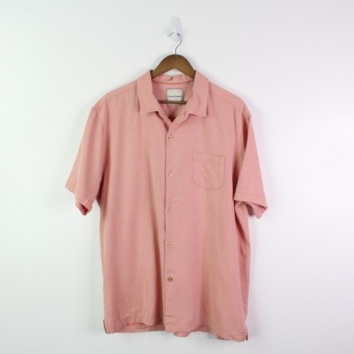Tommy Bahama Short Sleeve Silk Blend Button Down Orange XL