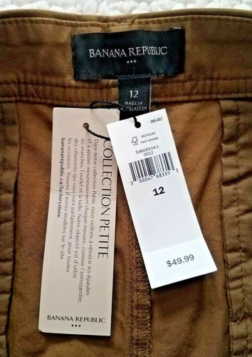 NWT Banana Republic olive green brown cotton blend casual shorts ladies size 12 - Picture 5 of 6