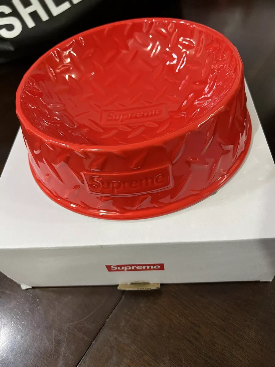 SUPREME SS23 DIAMOND PLATE DOG BOWL RED SILVER