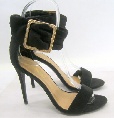 Anne Michelle black Heel Open Toe ankle Strap Shoes WOMEN Size 