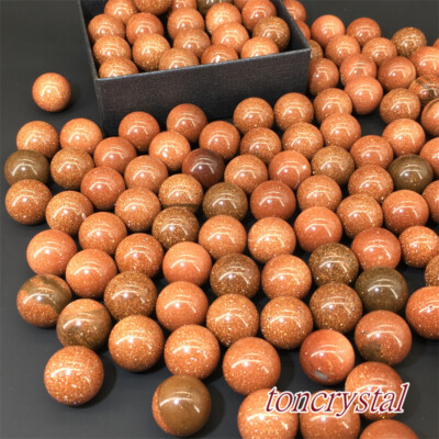 100pcs Red Goldstone Sphere Carved Quartz Crystal Ball Healing Wholesale 15mm+