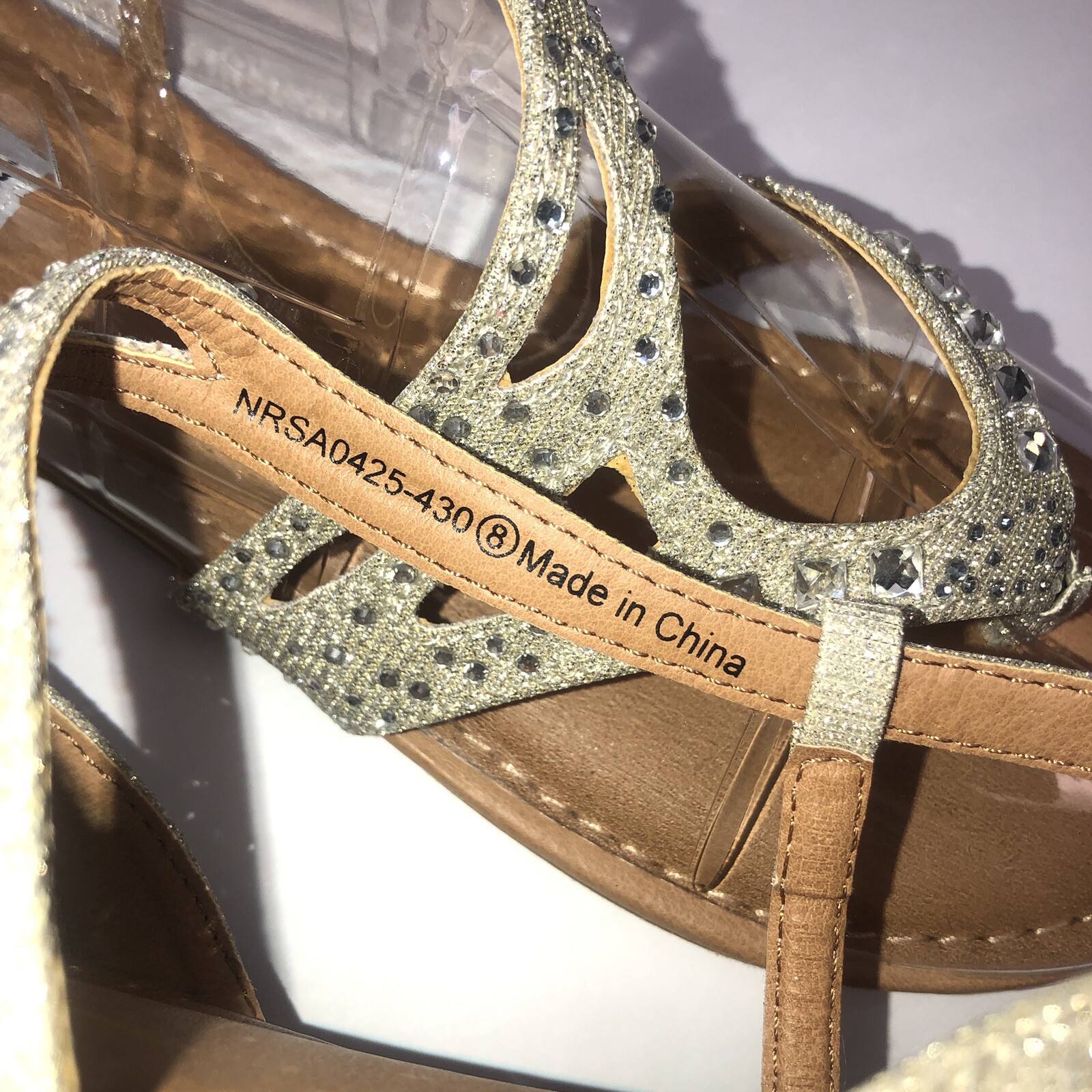 New Not Rated Womens Bestie Beige Rhinestone Buckle Sandals Sz-8 Slingback Flats