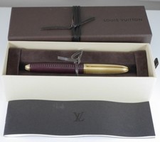 Louis Vuitton Doc Cuir Dark Purple Leather and Gold Plated Rollerball Pen