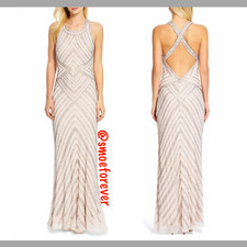 NWT 349 Adrianna Papell Embellished Halter Gown in Rose Pink SZ 14  M281