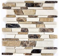 Mosaik Fliese Marmor Naturstein Beige Braun Brickmosaik Castanao Biancone ...