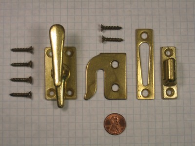 JAYBEE (AJAX) #914-30 CASEMENT FASTENER, ZINC DIE-CAST, BRIGHT BRASS FINISH