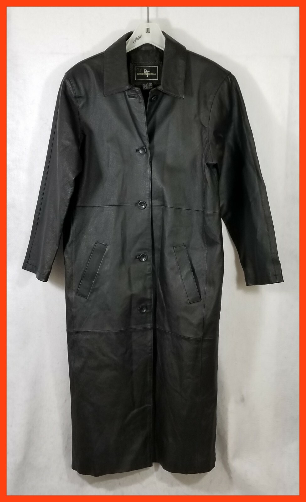 Brandon Thomas Long Black Leather Coat 