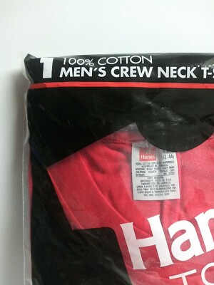 Vintage 1992 Hanes T Shirt Red Blank Plain Shirt 90s New Large 42