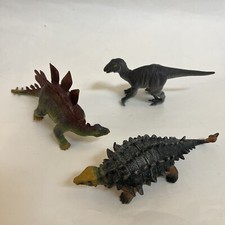 Lot of 3 Vintage Dinosaurs Stegosaurus Velociraptor TM 2000