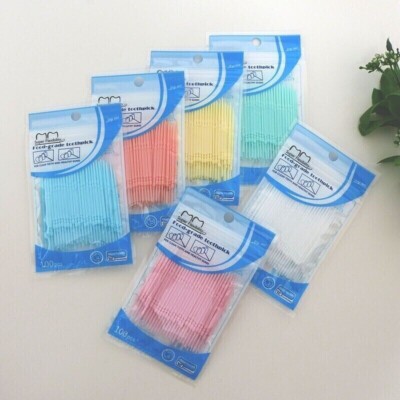 100 STÜCK PACKUNG KUNSTSTOFF ZAHNSTOCHER Dental Zahnstocher Mundpflege Hygiene Zahnseide Bürste