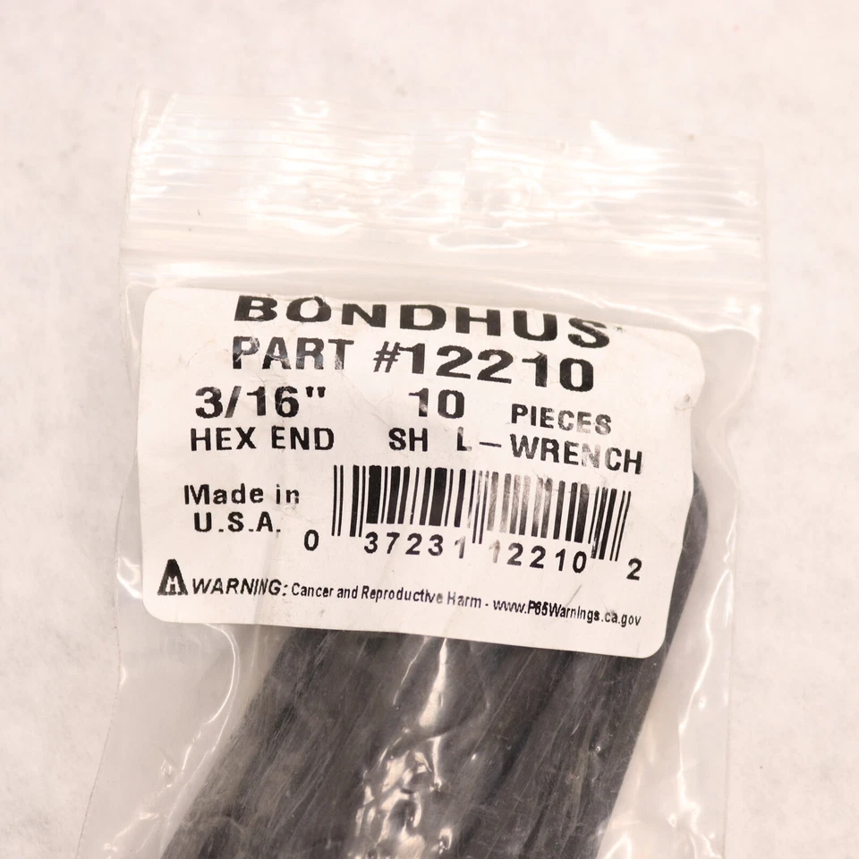 (10-Pk) Bondhus Hex L-Wrench 3/16" 12210 - Image 2 of 3