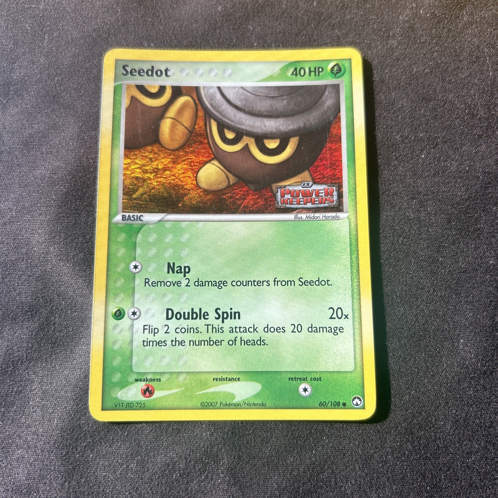 Pokemon Seedot 60/108 Power Keepers Reverse Holo Foil Stamp Lp Vintage