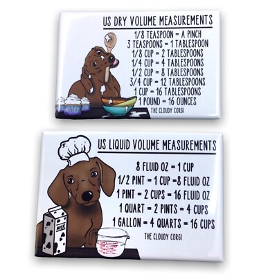 Brown Dachshund Dog Measuring Chart Magnet Set Kitchen