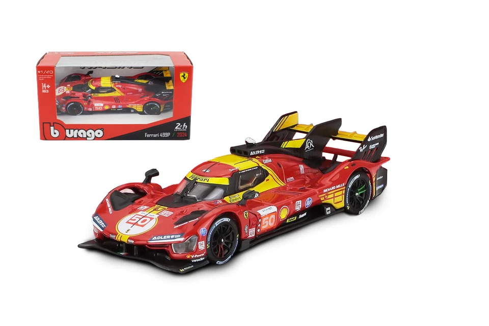 3x Modellini Ferrari 499p #50 #51 #83 24 ore Le Mans Scala 1:43 Burago - Immagine 3 di 4