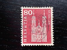SWITZERLAND HELVETIA 1960 DEFINITIVES 80C Stiftskirche ST GALLEN MAROON - FU