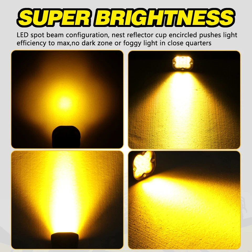 3-дюймовые желтые противотуманные фары резервный кювет для внедорожников грузовиков Ford Bronco - Изображение 3 из 4