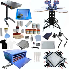TECHTONGDA 4 Color Screen Printing Kit T-shirt Silk Printing Press Machine New