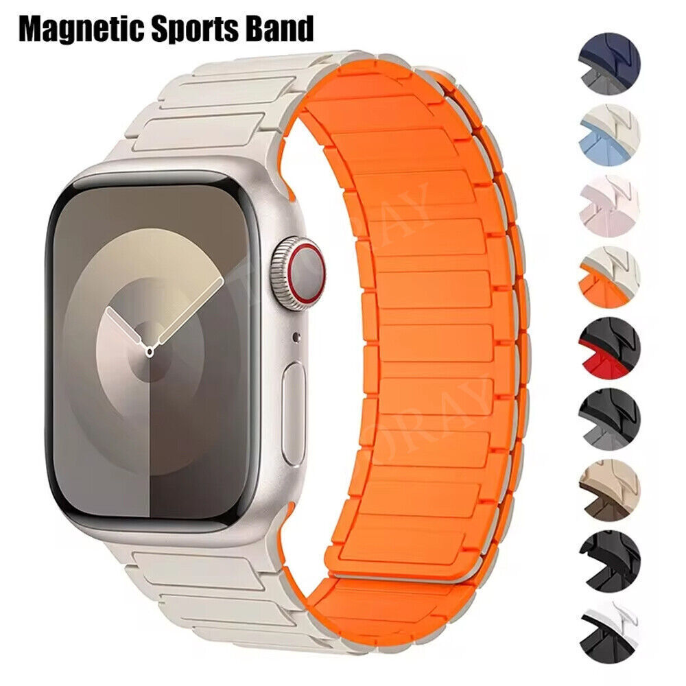 Silicone Magnetic Loop Band Strap For Apple Watch Ultra 2 iWatch 10 9 8 7 6 5 SE