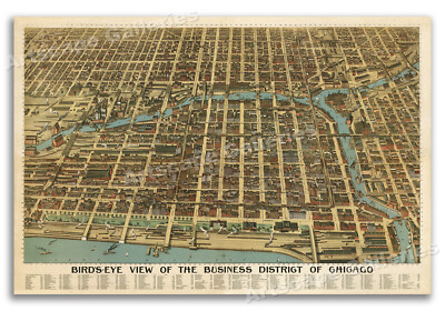 Chicago Illinois 1898 Historic Panoramic Town Map - 20x30